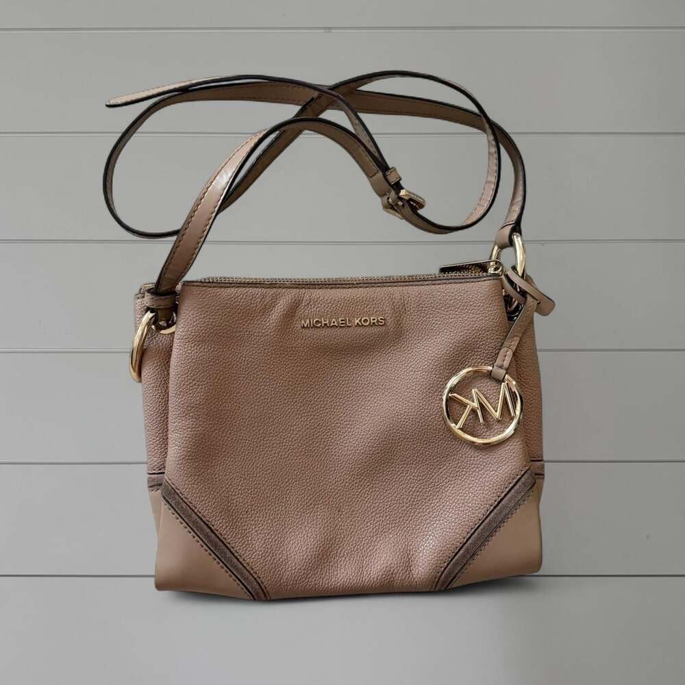 Michael Kors Tan Pebbled Leather Crossbody Bag — Triple Compartment